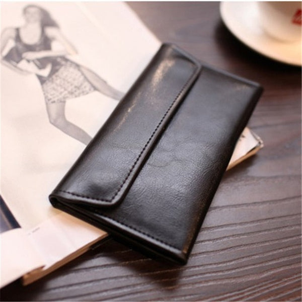Genuine Leather Women Wallet Long Magnetic Buckle Female Wallet Women Clutch Bags Cow Leather Coin Purse Credit Card Holder