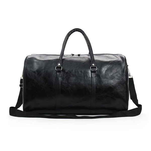 Pu leather Ladies Travel Bag Glossy Solid Color Large Capacity Portable Weekend Package Men Sports Fitness Messenger   Bag[