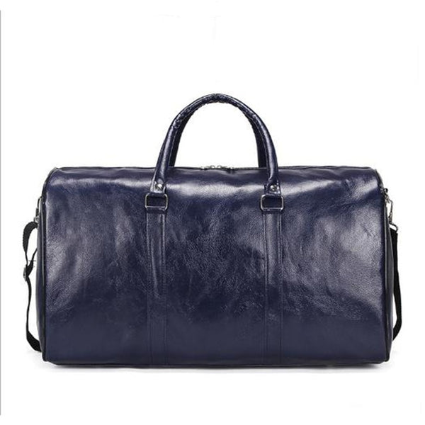Pu leather Ladies Travel Bag Glossy Solid Color Large Capacity Portable Weekend Package Men Sports Fitness Messenger   Bag[