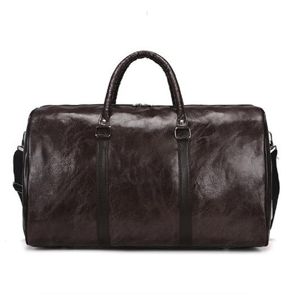 Pu leather Ladies Travel Bag Glossy Solid Color Large Capacity Portable Weekend Package Men Sports Fitness Messenger   Bag[