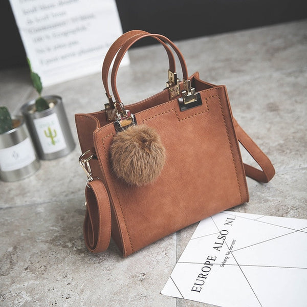WANGKA handbag women shoulder bag luxury handbags women bags designer High-grade Scrub leather messenger bag Hairball women bag