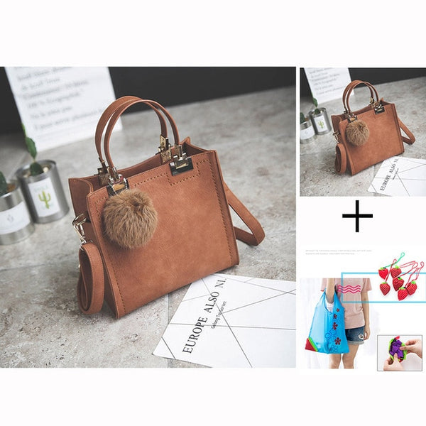 WANGKA handbag women shoulder bag luxury handbags women bags designer High-grade Scrub leather messenger bag Hairball women bag