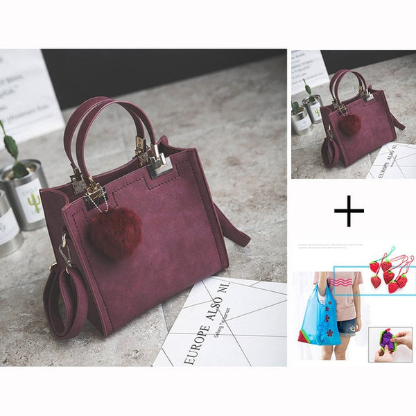 WANGKA handbag women shoulder bag luxury handbags women bags designer High-grade Scrub leather messenger bag Hairball women bag