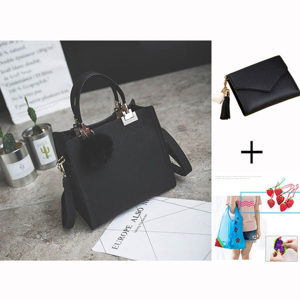 WANGKA handbag women shoulder bag luxury handbags women bags designer High-grade Scrub leather messenger bag Hairball women bag