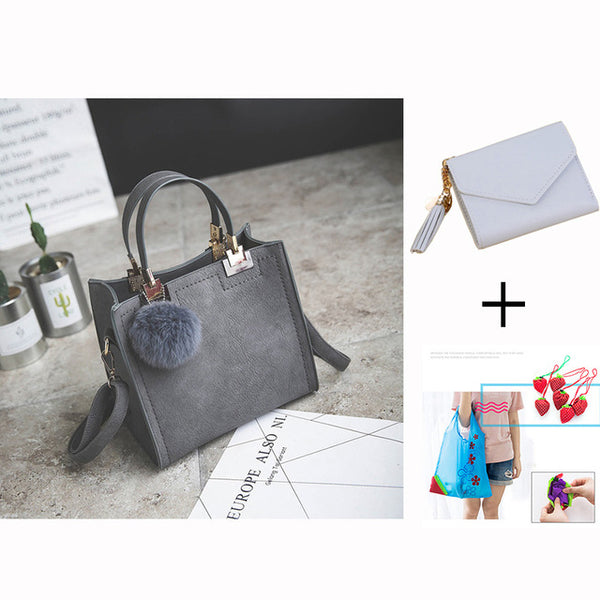 WANGKA handbag women shoulder bag luxury handbags women bags designer High-grade Scrub leather messenger bag Hairball women bag