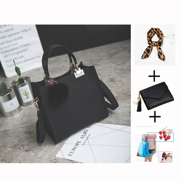 WANGKA handbag women shoulder bag luxury handbags women bags designer High-grade Scrub leather messenger bag Hairball women bag