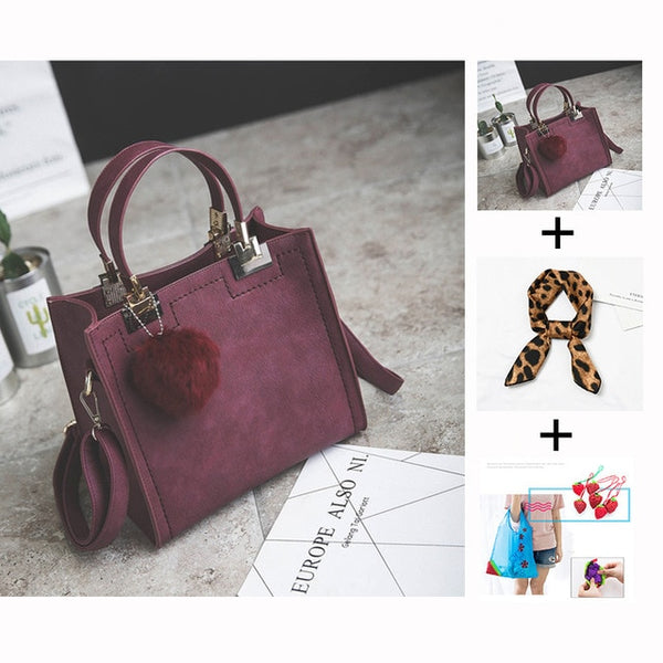WANGKA handbag women shoulder bag luxury handbags women bags designer High-grade Scrub leather messenger bag Hairball women bag