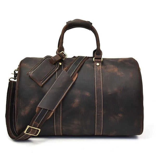 Extra large crazy horse genuine leather travel bag men big capacity Real leather shoulder weekend luggage bag handbag for man