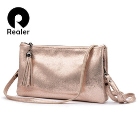 REALER crossbody bags for women genuine leather handbags female shoulder messenger bags small totes high quality top-handle bag