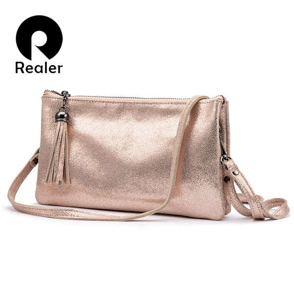 REALER crossbody bags for women genuine leather handbags female shoulder messenger bags small totes high quality top-handle bag