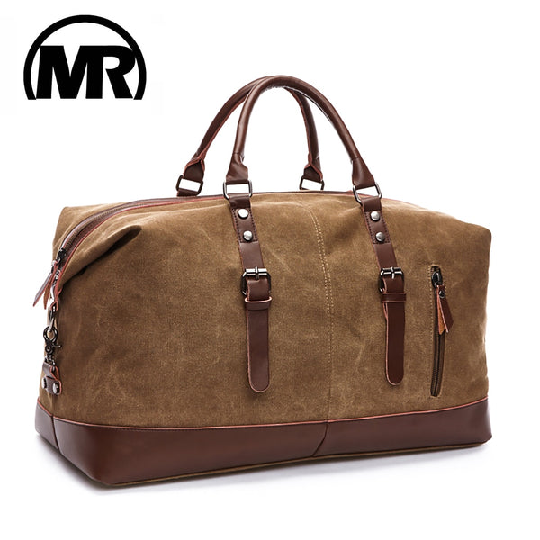 MARKROYAL Men Travel Bags Medium Luggage Bags Canvas Leather Travel Duffel Bags Shoulder Bags Large Capacity Weekend Overnight