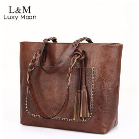 Vintage Handbag Women Brown Leather Shoulder Bag Ladies Retro Tote Large PU Handbags bolso 2019 Fashion Big Black Bags XA540D