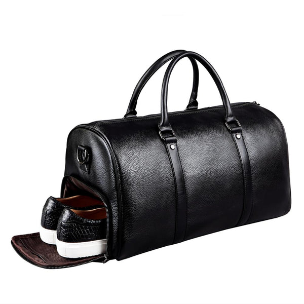 Men Genuine Leather Travel Bag Large Capacity Gym Bag Duffle Bags Big Weekender Luggage handbag Casual Sports shoulder Bag FEGER