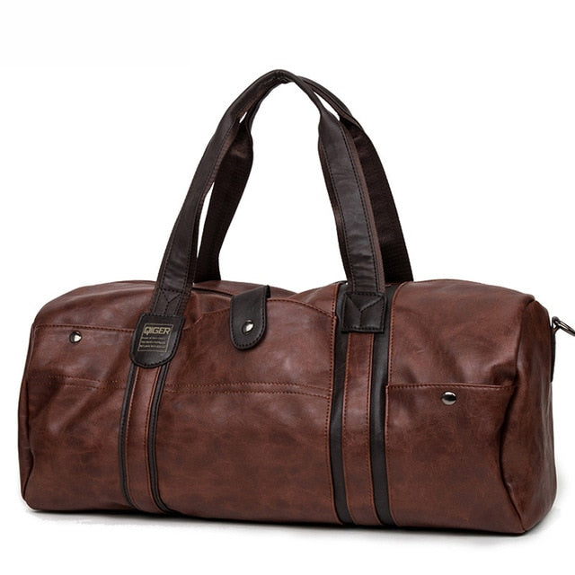 MAGIC UNION Weekender Oil Wax Leather Handbags for Men Travel Duffel Bag Portable Shoulder Bags Men's Fashion Carry On Bag
