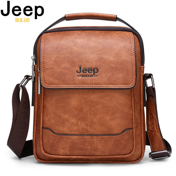 JEEP BULUO Brand Men Bags 100% High Quality Leather Shouder Messenger Bag For Man Fashion Causal Crossbody Tote Bags New Style