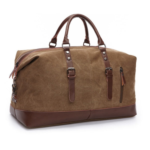 Scione Canvas Leather Men Travel Bags Carry on Luggage Bag Men Duffel Bags Travel Tote Large Weekend Bag Overnight Male Handbag