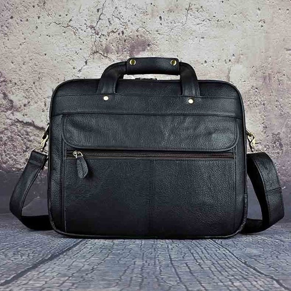 Top Quality Men Real Leather Antique Style Briefcase Business 15.6" Laptop Cases Attache Messenger Bags Portfolio B1001