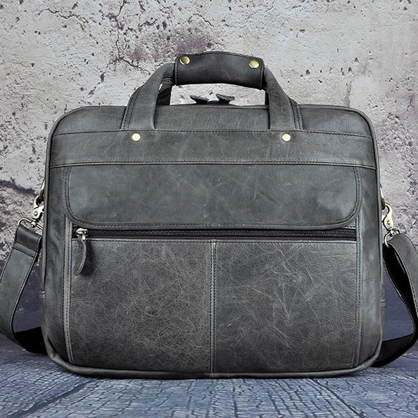 Top Quality Men Real Leather Antique Style Briefcase Business 15.6" Laptop Cases Attache Messenger Bags Portfolio B1001
