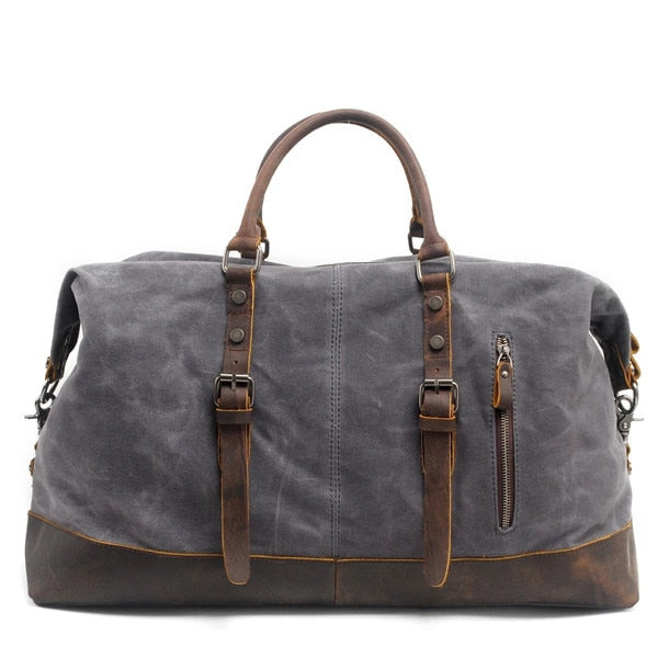 MCO Vintage Waxed Canvas Men Travel Duffel Large Capacity Oiled Leather Military Weekend Bag Basic Holdall Tote Overnight Bags