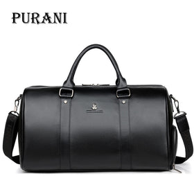 PURANI 100% Genuine Leather Men Travel Bags Overnight Duffel Bag Weekend Travel Large Business Tote Bags Crossbody Travel Bags