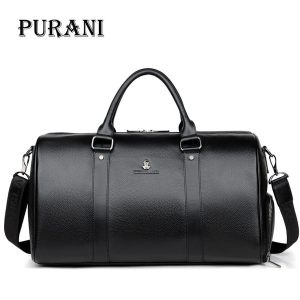 PURANI 100% Genuine Leather Men Travel Bags Overnight Duffel Bag Weekend Travel Large Business Tote Bags Crossbody Travel Bags