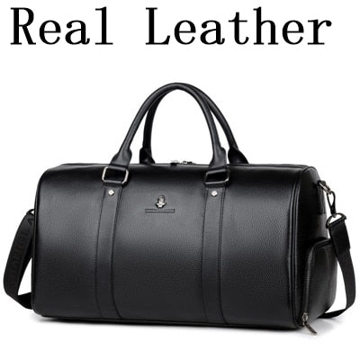 PURANI 100% Genuine Leather Men Travel Bags Overnight Duffel Bag Weekend Travel Large Business Tote Bags Crossbody Travel Bags
