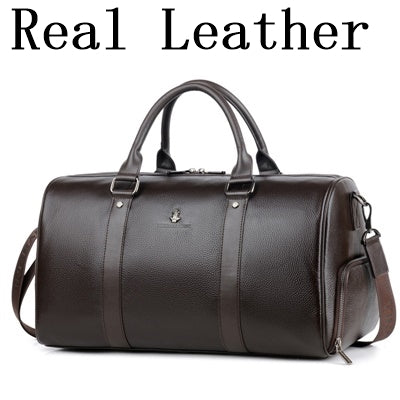 PURANI 100% Genuine Leather Men Travel Bags Overnight Duffel Bag Weekend Travel Large Business Tote Bags Crossbody Travel Bags