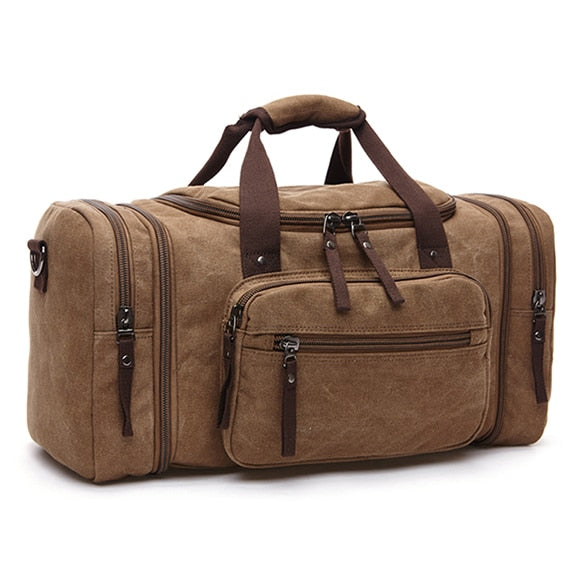 Men Travel Bag Canvas Multifunction Leather Bags Carry on Luggage Bag Men Tote Large Capacity Utility Weekend Overnight Bag