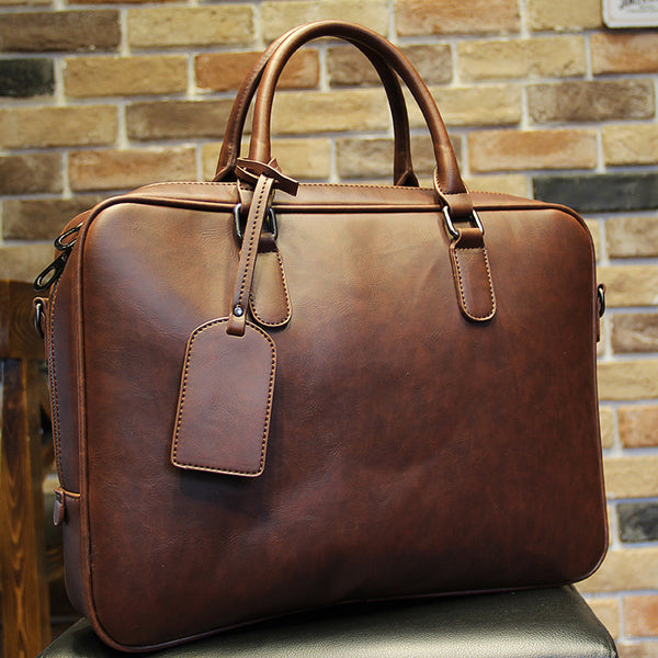 Famous Brand Crazy Horse PU Leather Men Briefcase Men Messenger Bag Office Laptop Bag Men Business Bag Travel bag