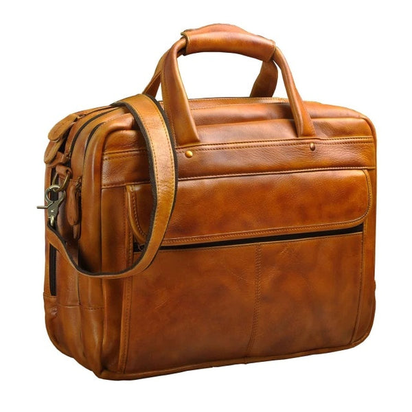 Top Quality Men Real Leather Antique Style Briefcase Business 15.6" Laptop Cases Attache Messenger Bags Portfolio B1001
