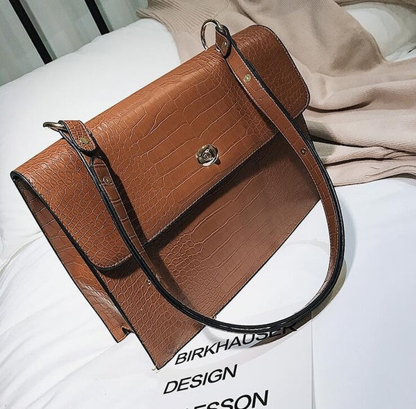 European Fashion Female Big Tote bag 2018 New Quality PU Leather Women's Large Handbag Crocodile pattern Shoulder Messenger Bags