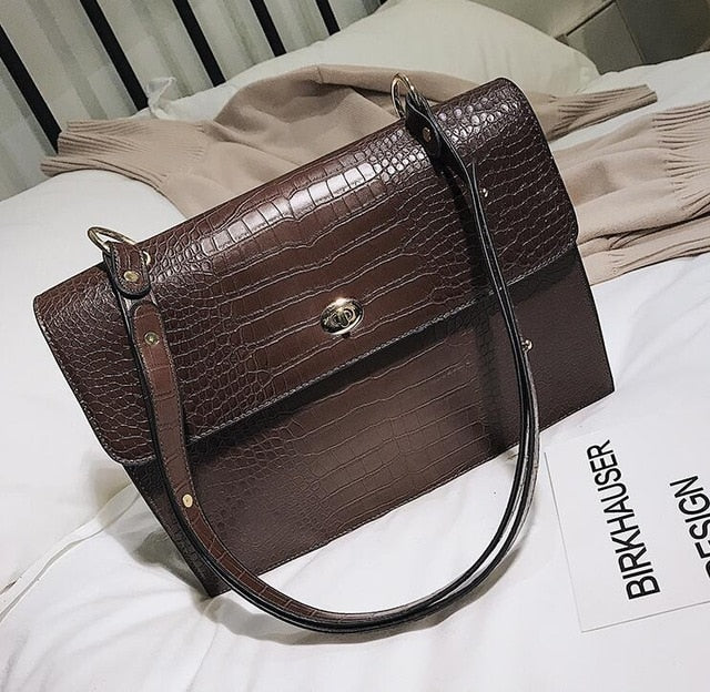 European Fashion Female Big Tote bag 2018 New Quality PU Leather Women's Large Handbag Crocodile pattern Shoulder Messenger Bags