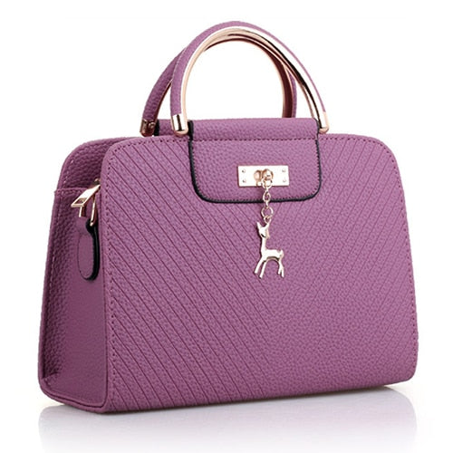 Fashion Handbag 2019 New Women Leather Bag Large Capacity Shoulder Bags Casual Tote Simple Top-handle Hand Bags Deer Decor