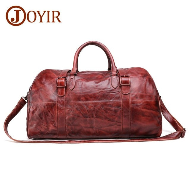 JOYIR Men's Handbag Travel Bag Genuine Leather Men Duffel Bag Luggage Travel Bag Large Capacity Leather Duffle Bag Weekend Tote