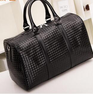 2019 Large Capacity Black Men Travel Bag Leather Knitting Duffle Bag Business Male Luggage Bags Casual Big Travel Weekend Bags