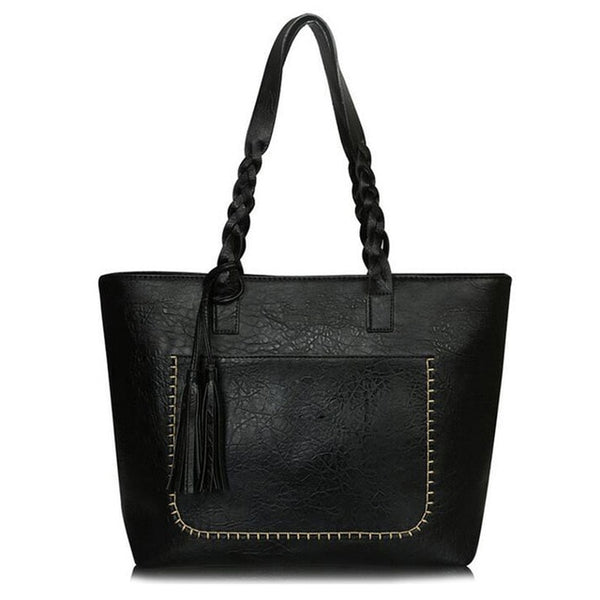 Vintage Handbag Women Brown Leather Shoulder Bag Ladies Retro Tote Large PU Handbags bolso 2019 Fashion Big Black Bags XA540D