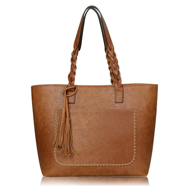 Vintage Handbag Women Brown Leather Shoulder Bag Ladies Retro Tote Large PU Handbags bolso 2019 Fashion Big Black Bags XA540D