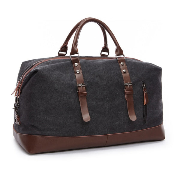 MARKROYAL Men Travel Bags Medium Luggage Bags Canvas Leather Travel Duffel Bags Shoulder Bags Large Capacity Weekend Overnight