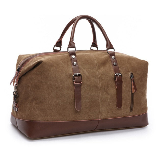 MARKROYAL Men Travel Bags Medium Luggage Bags Canvas Leather Travel Duffel Bags Shoulder Bags Large Capacity Weekend Overnight