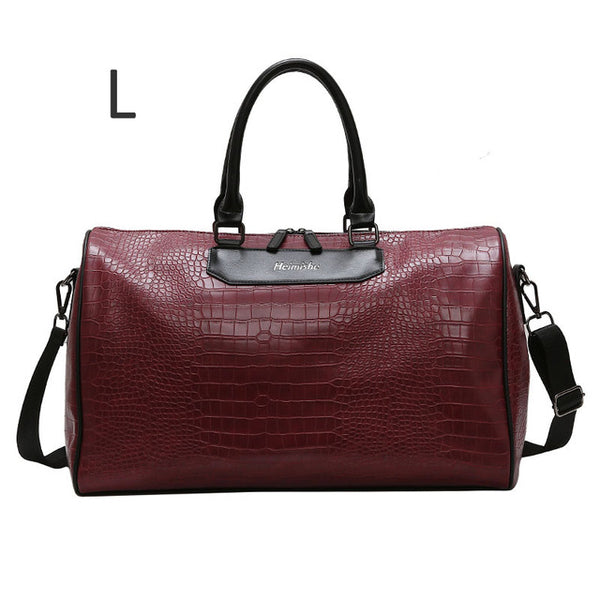 Women Fitness Gym Bag Alligator PU Leather Male Training Handbags Lady Travel Weekend Luggage Large Capacity Sac De Sport XA75D