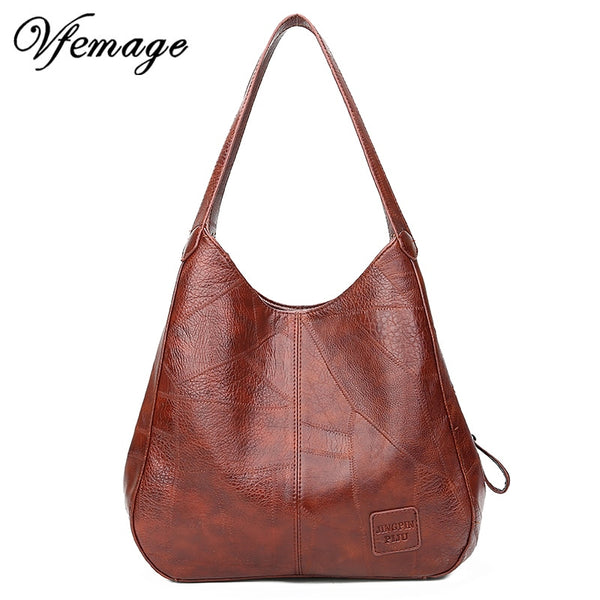 Vfemage Vintage Top-handle Bags Women Handbags Designer Female Shoulder Bags Leather Women Casual Totes 2019 Bolsos Feminina Sac