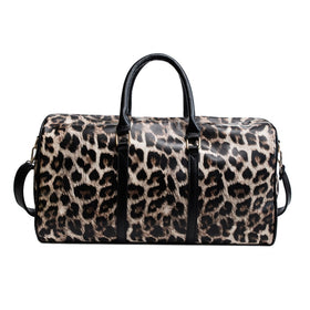 Fashion Women Leopard Leather Handbag  Large Capacity Travel Sling Shoulder Bags Travel PU Leather Weekend Duffel Messenger Bag