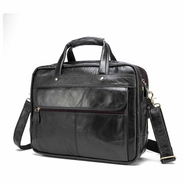 Top Quality Men Real Leather Antique Style Briefcase Business 15.6" Laptop Cases Attache Messenger Bags Portfolio B1001